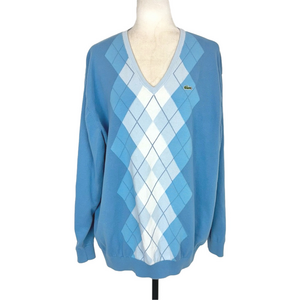 Lacoste blue argyle v-neck sweater